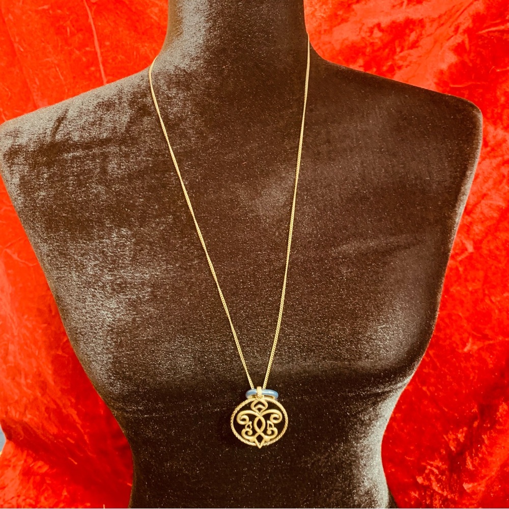 Elegant Brass Tone Pendant 30”